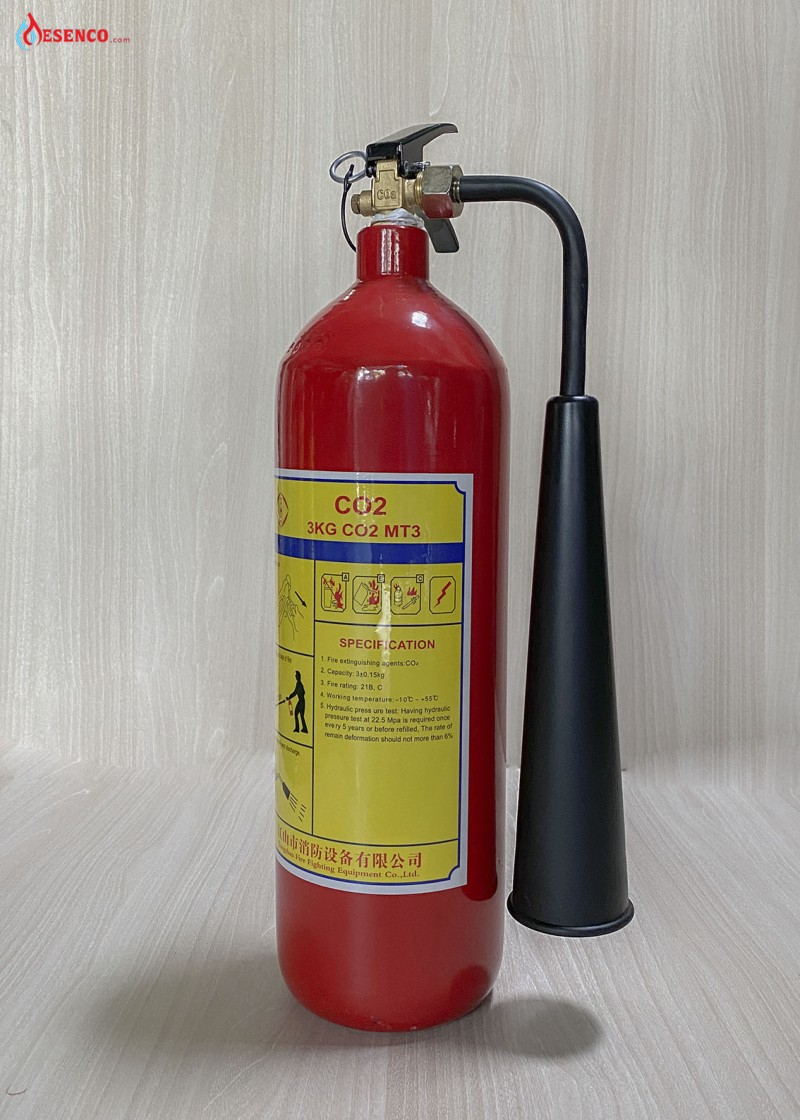 Bình chữa cháy CO2 MT3 sử dụng hiệu quả hơn trong phòng kín, nơi khuất gió