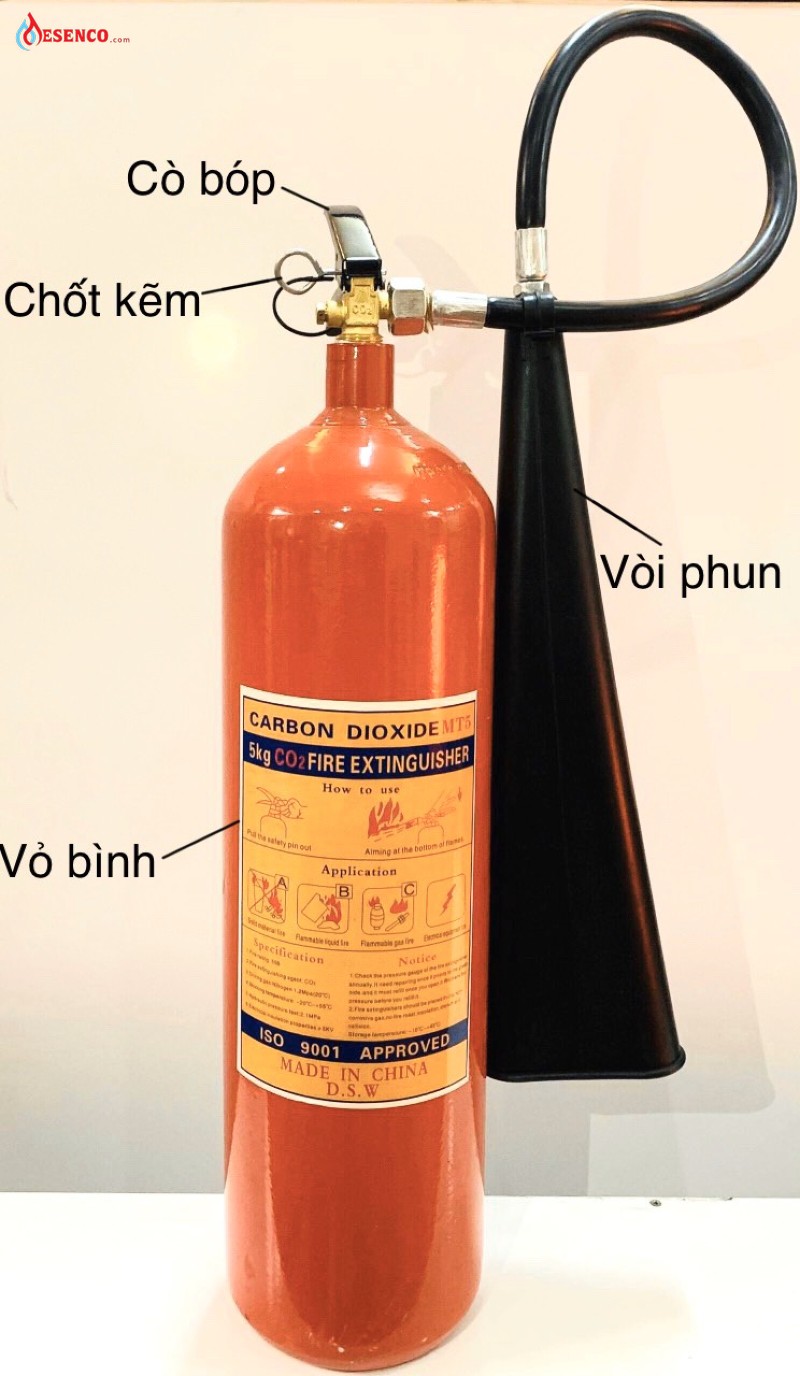 Cấu tạo bình chữa cháy khí CO2